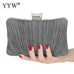Satin Box Handbag Chain Shoulder Bags Party Clutch Purse Underarm Handbgs