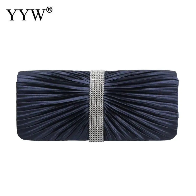 Satin Pleat Evening Party Clutch Bag Night Clutches Purse Bag