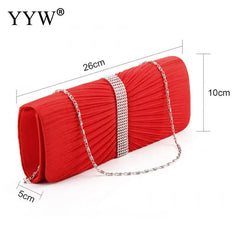 Satin Pleat Evening Party Clutch Bag Night Clutches Purse Bag