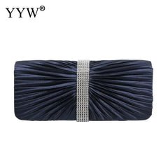 Satin Pleat Evening Party Clutch Bag Night Clutches Purse Bag