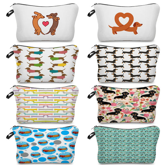 Sausage Dog Printing Makeup Bag Portable Travel Bags Children Pencil Case