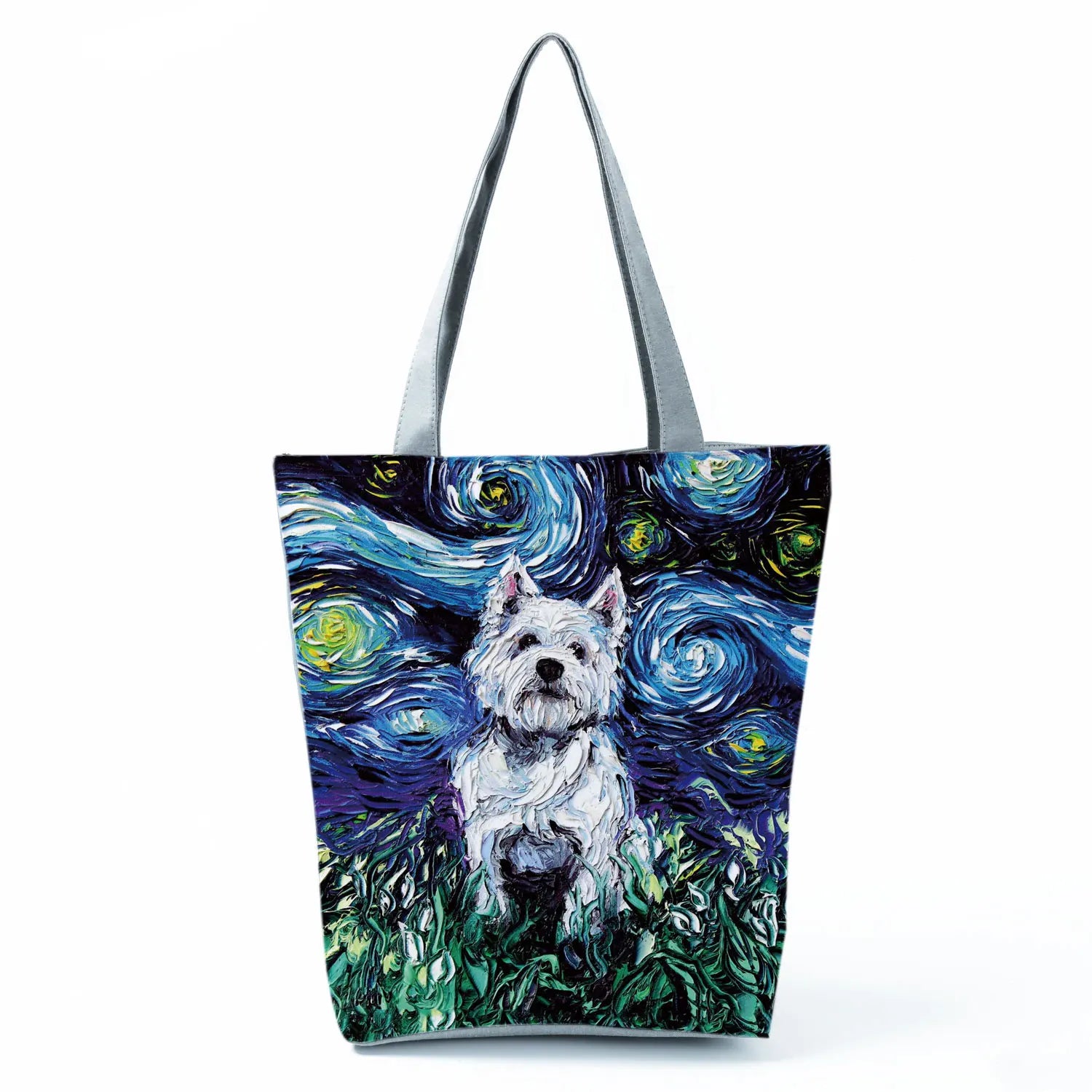 Schnauzer Dog Painting Handbag Large Capacity Shoulder Bag