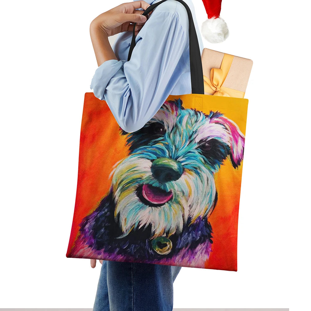 Schnauzer Dog Painting Handbags For Women Lady Shoulder Bag