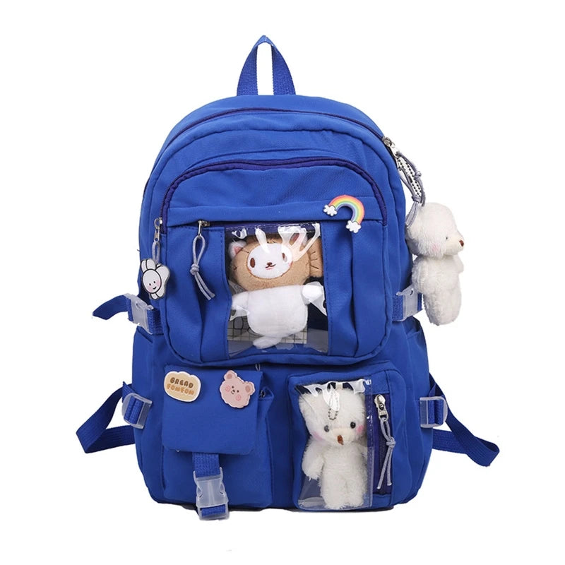 Nylon School Backpack Laptop Bookbag for Teen Girls Women Ladies