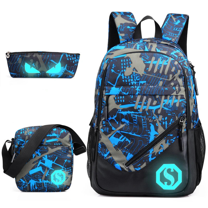 Luminous Zipper School Backpack for Teenagers