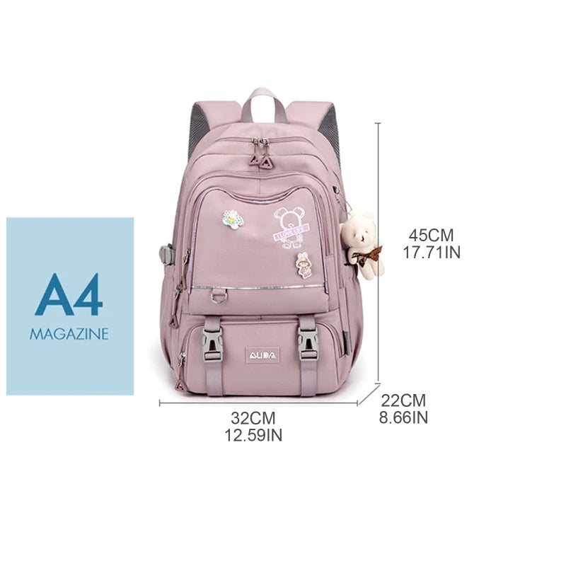 Teen Girls School Backpack with Pockets Student Daypack Travel Bag