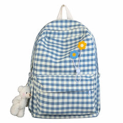 Plaid Pattern Women's Backpack College Students School Bags