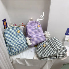 Plaid Pattern Women's Backpack College Students School Bags