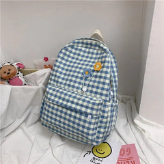 Plaid Pattern Women's Backpack College Students School Bags