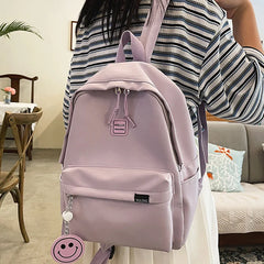 Girls High School Student Backpack Large Capacity Solid Bags for Women