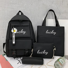 Harajuku 4pcs/set High School Backpack, Large Capacity, Mochilas