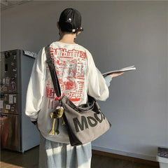 Japanese Style Canvas Messenger Bag Large Capacity School Shoulder Bag