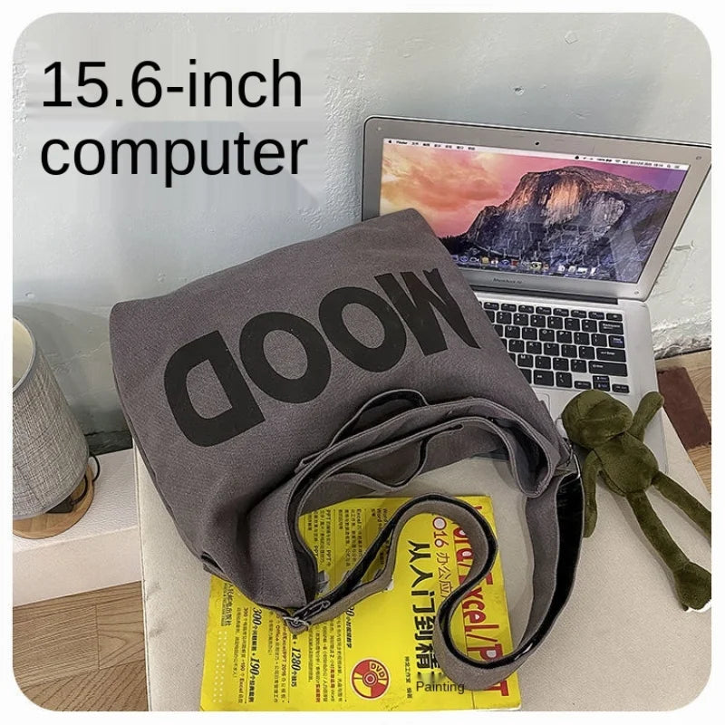 Japanese Style Canvas Messenger Bag Large Capacity School Shoulder Bag
