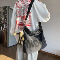 Japanese Style Canvas Messenger Bag Large Capacity School Shoulder Bag