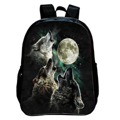 Wolf Print School Backpack Set Large Capacity Rucksack