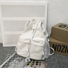 Canvas Backpack Student College Book Bag Large Capacity Rucksack