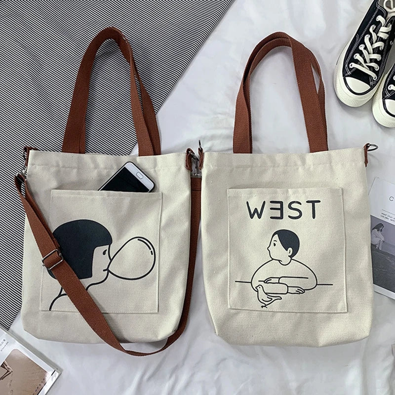 Canvas School Book Bag for Teen Girls