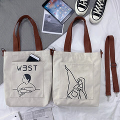 Canvas School Book Bag for Teen Girls