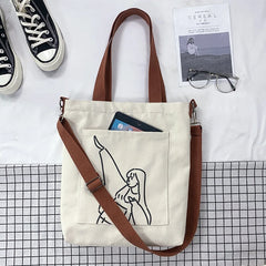 Canvas School Book Bag for Teen Girls