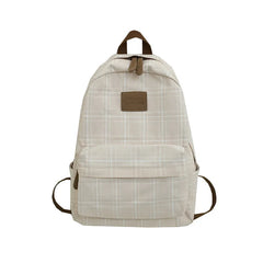 School Grid Pattern Canvas Girls Large Capacity Backpack