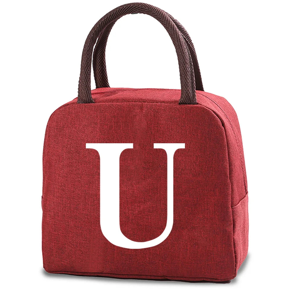 Canvas Print Cooler Dinner Bag Portable Zipper Thermal for Women Lunch Box
