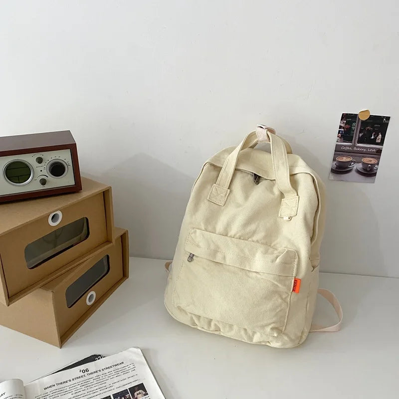 Canvas School Shoulder Bag for Student Large Capacity Backpack