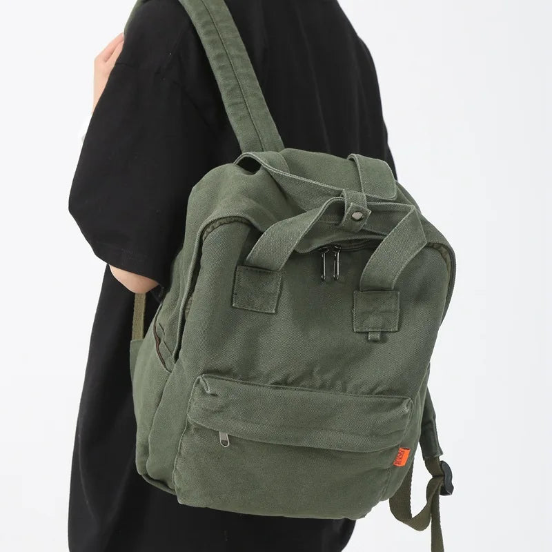 Canvas School Shoulder Bag for Student Large Capacity Backpack
