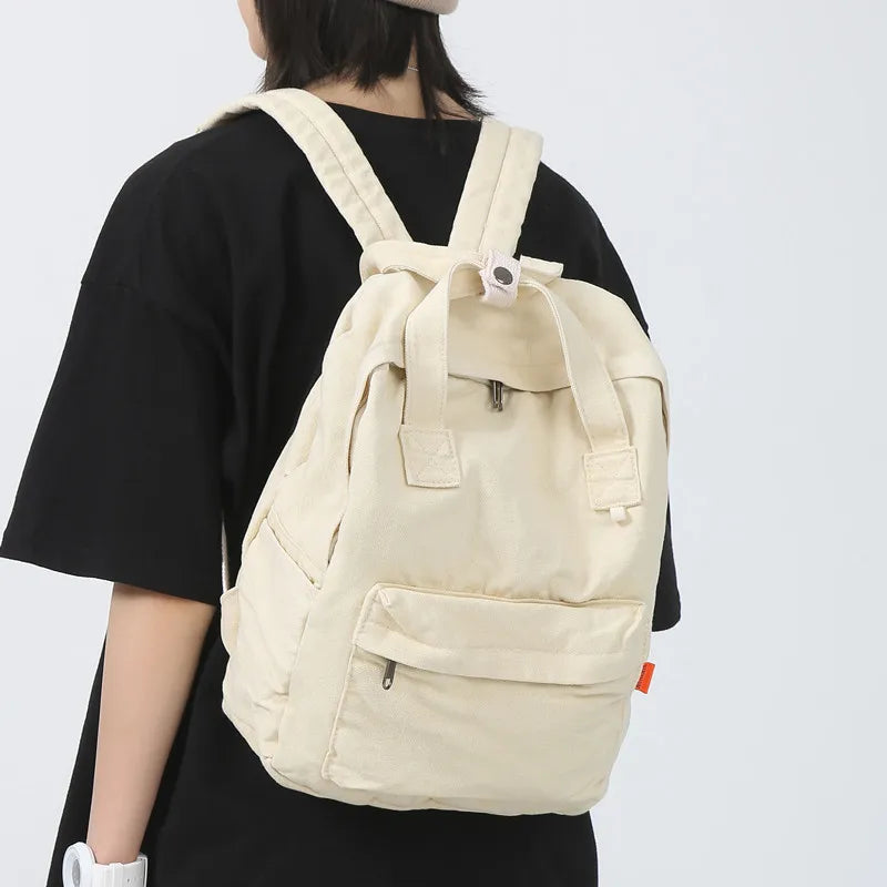 Canvas School Shoulder Bag for Student Large Capacity Backpack