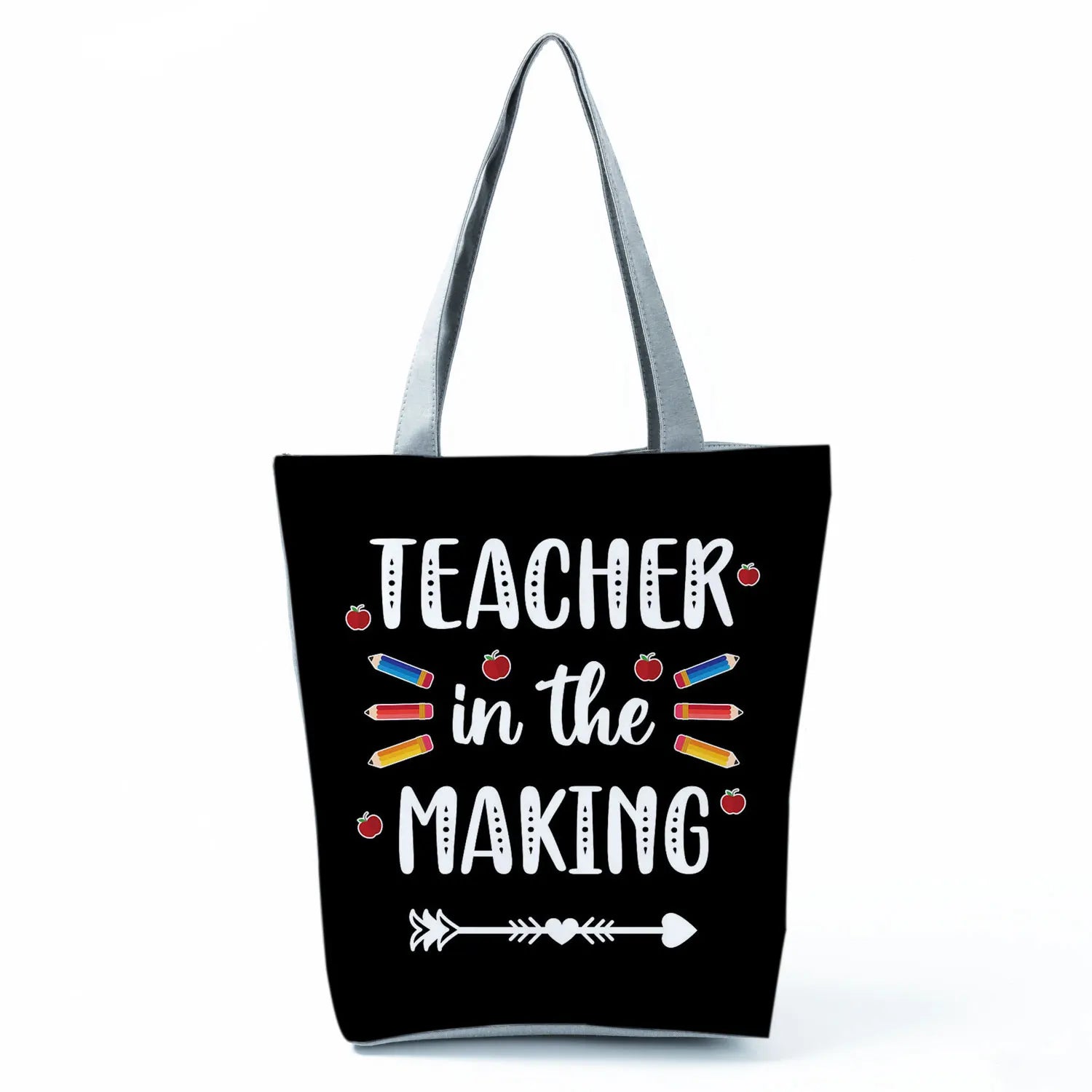 Teacher Gift Tote Bag Colorful Letters Print Customizable