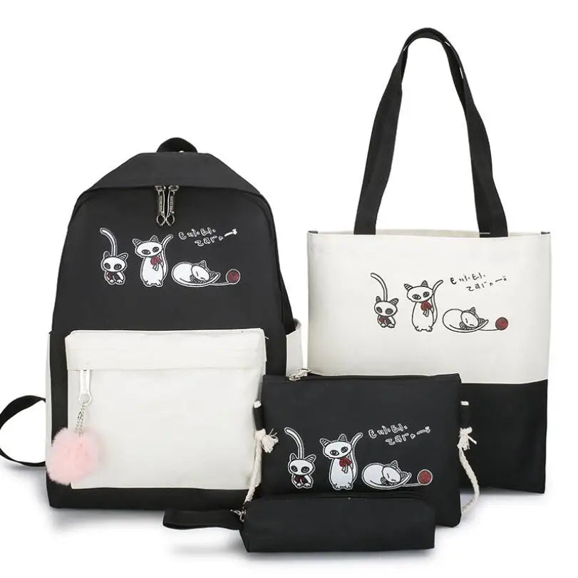 Student Backpacks for Girls Teenagers Female Bagpack Cartoon cat Backpacks