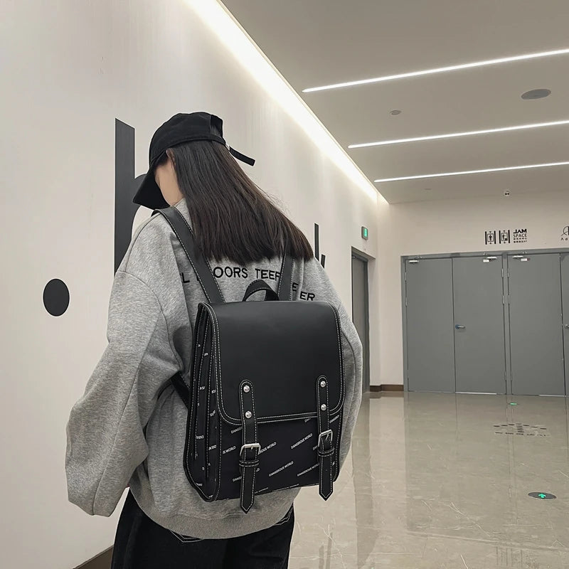 Teenage Girls Cotton Linen Schoolbag Backpack