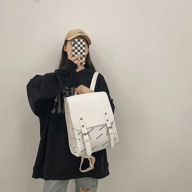 Teenage Girls Cotton Linen Schoolbag Backpack