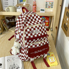 Girls Schoolbag High Appearance Level Large Capacity Grid Laptop Book Backpack
