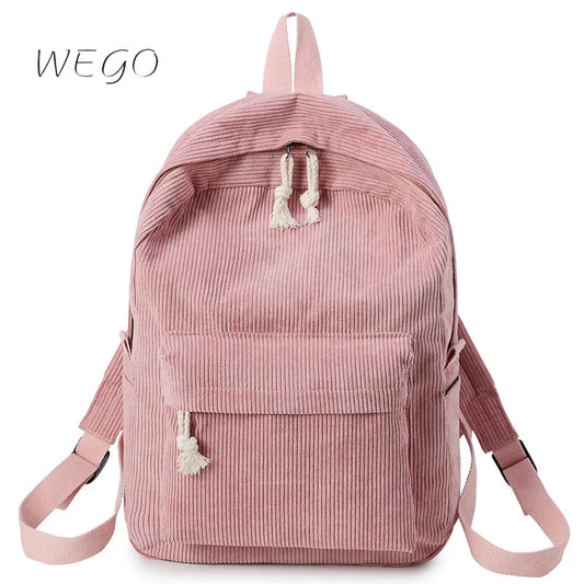 Corduroy College Wind Backpack Women's Schoolbag