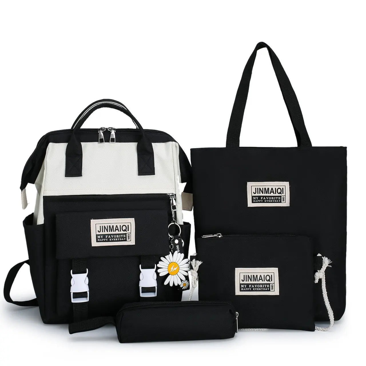 Canvas School Bags Travel Bagpack 4 Pcs Set for Girls