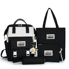 Canvas School Bags Travel Bagpack 4 Pcs Set for Girls