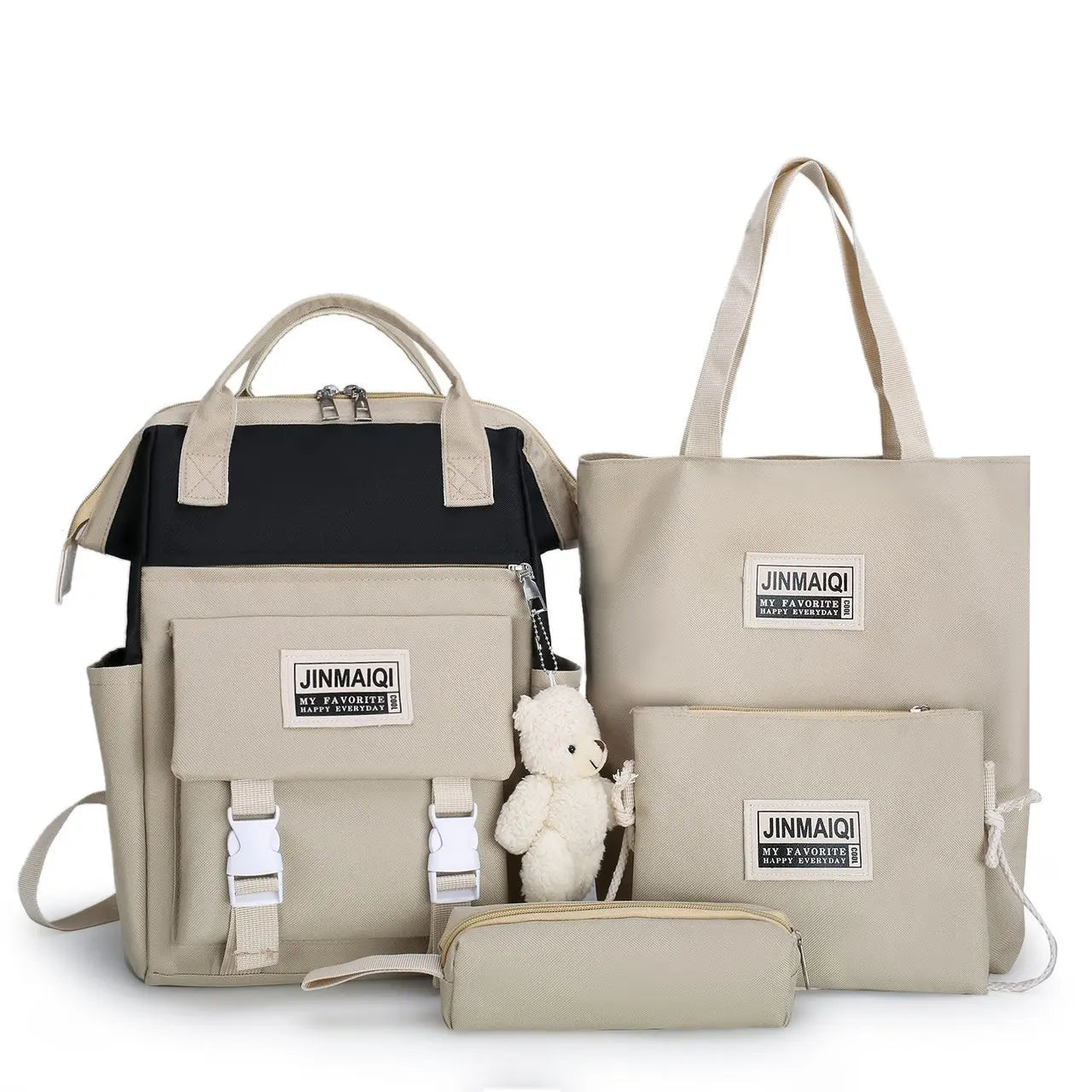 Canvas School Bags Travel Bagpack 4 Pcs Set for Girls