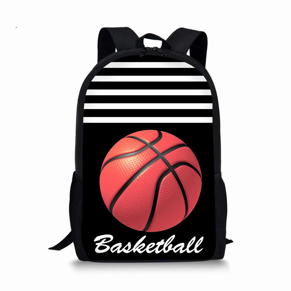 Boys Basketball Print School Backpack Set 3Pcs