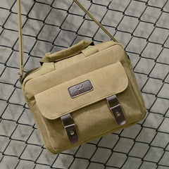 Scione Men's Canvas Briefcase Bag Retro Shoulder Multifunctional Messenger Bag