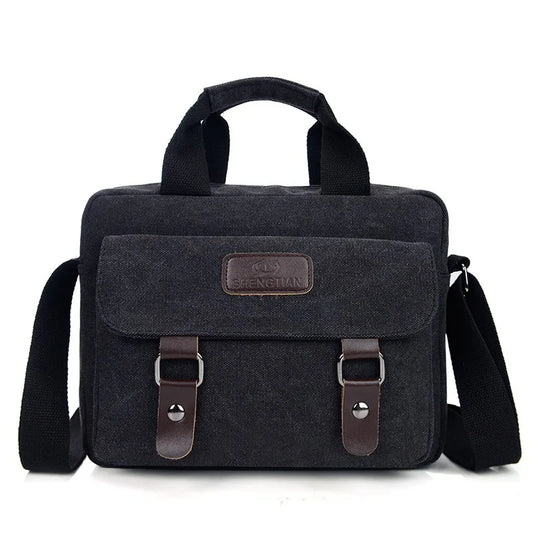 Scione Men's Canvas Briefcase Bag Retro Shoulder Multifunctional Messenger Bag