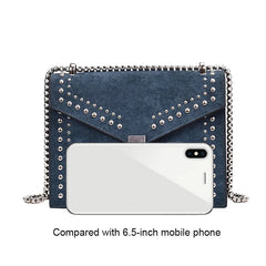 Chain Rivet Crossbody Bag Women's Leather Shoulder Bag