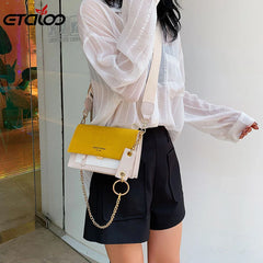 Leather Crossbody Bag Chain Messenger Shoulder Purse