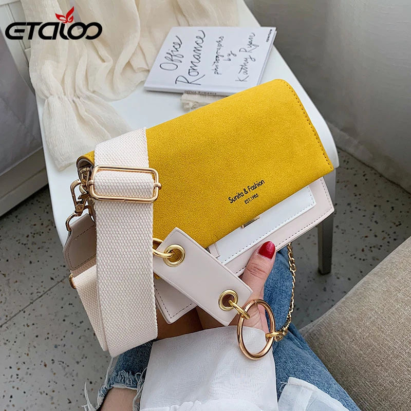 Leather Crossbody Bag Chain Messenger Shoulder Purse