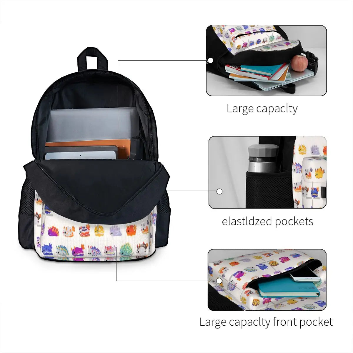 Sea Slug Bright Backpacks Men's Women's Summer Bag Girls