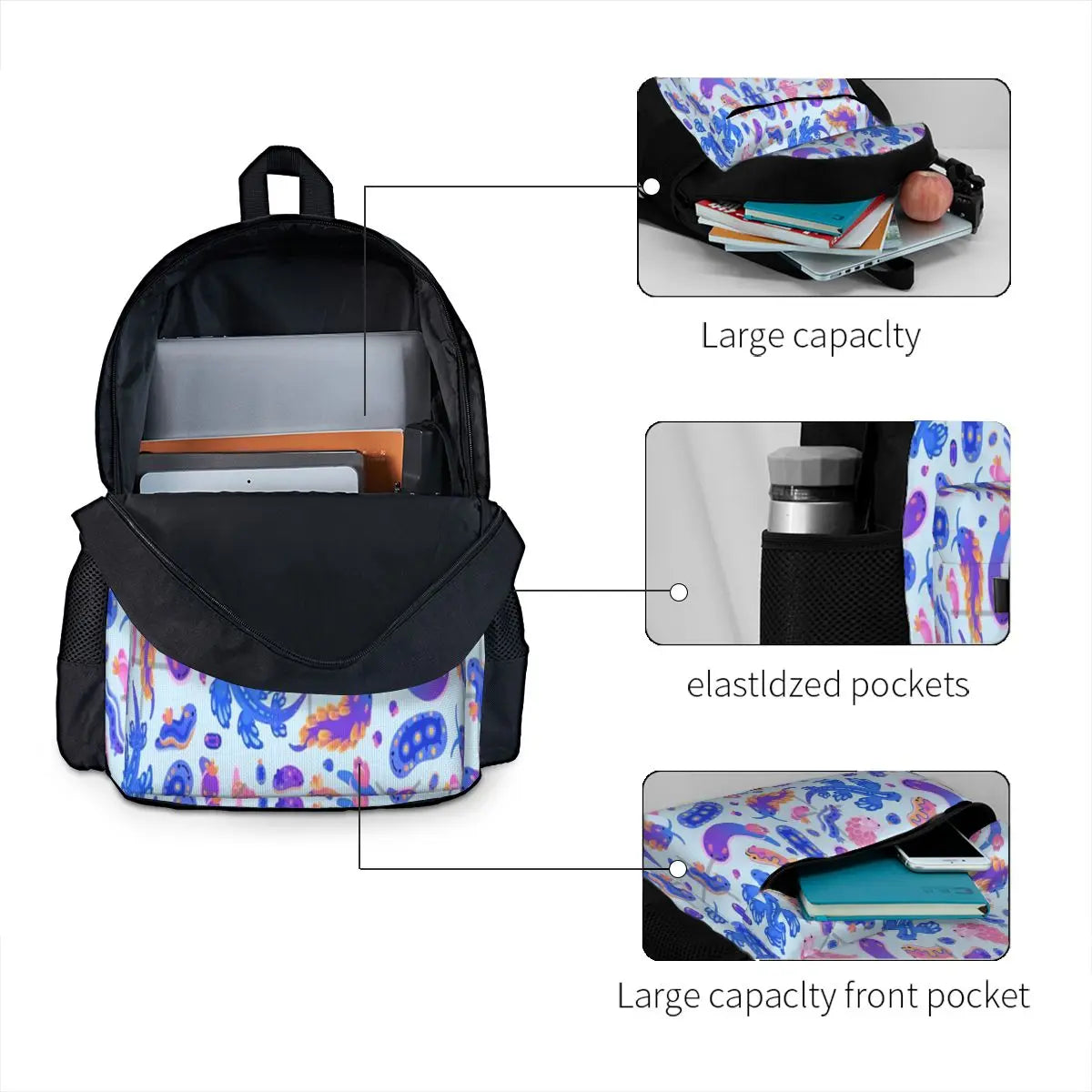 Sea Slug Pastel Backpack Men's and Women's Summer Bag with Pockets