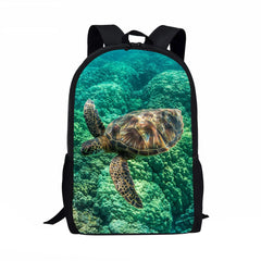 Sea Turtle Printing Schoolbag Pencil & Shoulder Bag Student Backpack