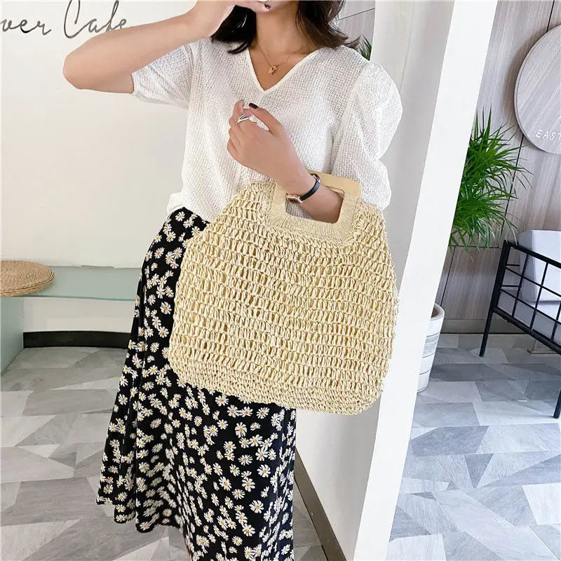 Knitted Weave Beach Bag Straw Weaving Bag