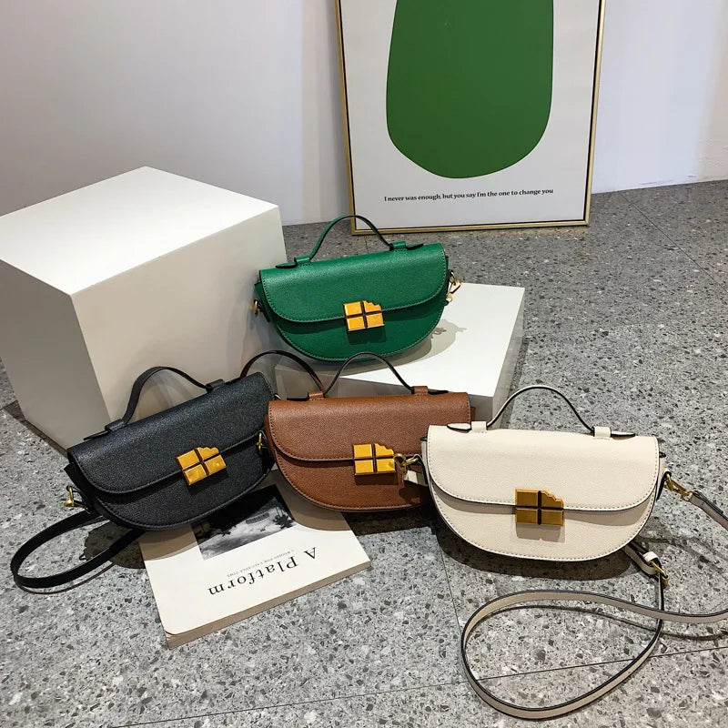 Semicircle High PU Leather Female Messenger Bag Small Shoulder Crossbody Bags