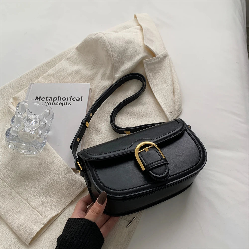Semicircle Saddle Small Shoulder Bag Women Crossbody Handbag Flap Purse