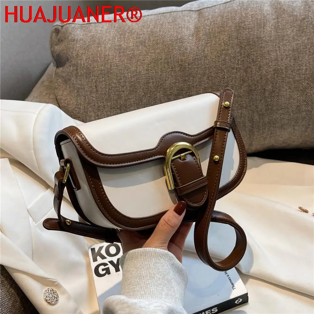 Semicircle Saddle Small Shoulder Bag Women Crossbody Handbag Flap Purse